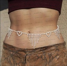 22CT Round Cut Simulated Diamond Women&#39;s Belly Waist Chain Gold Plated925 Silver - £382.95 GBP