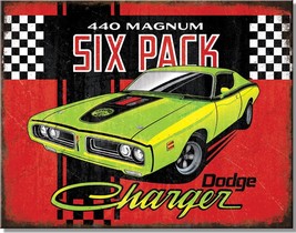 Dodge Charger Challenger 440 Magnum Six Pack Retro Dealer Logo Garage Me... - £17.08 GBP