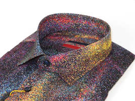Men's AVM Crystal Digital Sparks Shirt Cotton Turkey Slim Fit 13985-01 Multi image 5
