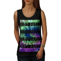 Wellcoda Don&#39;t Panic Womens Tank Top, Psychedelic Athletic Sports Shirt - £14.83 GBP+