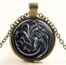 gray black Dragon necklace pendant bronze gothic steampunk medieval wings chain  - £9.55 GBP