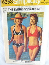 Simplicity 6353 Bikini swim suit Pattern Women Size 12 14 Vintage 1974 U... - £15.85 GBP