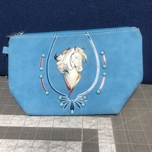 Horse Head Design Blue Turquoise Zipper Bag for Cosmetics Hair Supplies Snacks - $6.89