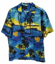 Royal Creations Bold Blues Hawaiian Shirt Mens L Tropical Ocean Beach Hawaii - £30.38 GBP