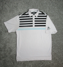 Footjoy Polo Shirt Men Large White Black Striped Circling Raven Golf Course - $17.99