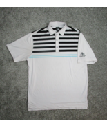 Footjoy Polo Shirt Men Large White Black Striped Circling Raven Golf Course - £14.14 GBP