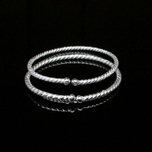 Sterling Silver Kids Bangles adjustable Bracelet - Pair - £32.69 GBP