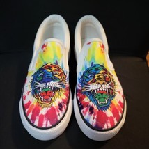 Ed Hardy Tie Dye Tiger Print Slip On Womans Shoes Size 8.5 New - £33.49 GBP