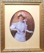 Sunday Dress Original Pastel Painting by Carol Theroux 23.5&quot; x 19.5&quot; Frame - £599.67 GBP