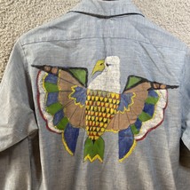 VTG Wrangler Chambray Shirt Hand Painted Eagle On Back Native American M... - £17.69 GBP