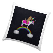 Cat Riding Unicorn Square Pillow Cases - Cat on Pillow Cover - Printed Pillowcas - £13.16 GBP
