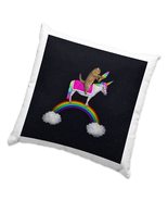 Cat Riding Unicorn Square Pillow Cases - Cat on Pillow Cover - Printed P... - £13.27 GBP