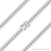 3.5mm Miami Cuban Curb Link Italy .925 Sterling Silver w/ Rhodium Chain Necklace - £43.65 GBP+