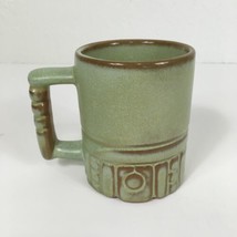 Frankoma Coffee Mug C4 Plainsman Green Brown Ceramic Clay Art Pottery Handled 4&quot; - £15.56 GBP
