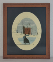 P Buckley Moss Embroidery Solitary Skater Framed Finished Wood Oval Matt... - $75.00
