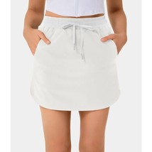 Halara High Waist Drawstring Pocket 2-in-1 Curved Hem Mini Golf Skirt Wh... - $28.90