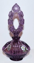 VINTAGE FENTON ART GLASS PURPLE HANDPAINTED FLOWERS VL ANDERSON PERFUME ... - $74.04