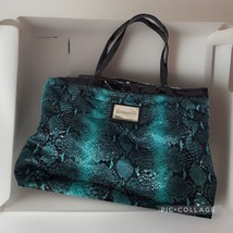 Betseyville Betsey Johnson Tote Green &amp; Black Snake Print Bag 12”x14” ssssnake - £13.25 GBP