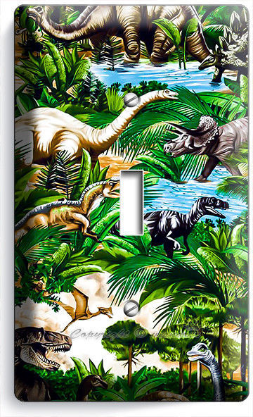 JURASSIC DINOSAURS DINO SINGLE LIGHT SWITCH WALL PLATE KIDS BEDROOM ROOM DECOR