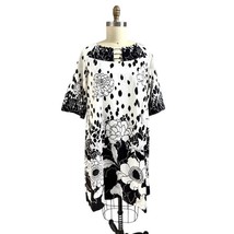 VTG Andrade Honolulu Mod 60s 70s Black &amp; White Cotton Tent Dress NWOT Sz L - $132.76
