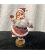 Vintage Flocked velvet Dancing Santa Figure on Stand 9&quot; tall Christmas g... - $570.01 MXN