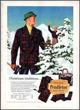 1950s Pendleton Men&#39;s Sportswear PRINT AD Cutting Down Christmas Tree BX1 - $208.99 MXN