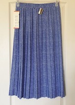 Russ Women&#39;s Elastic Waist 14 Blue, White Polka Dots Satin Pleated Skirt NWT $44 - £25.31 GBP