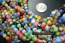 100 Millefiori glass lampwork beads 3-4mm art glass rounds assortd colors GBS087 - £5.49 GBP