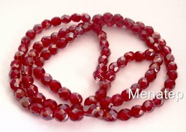 50 4mm Czech Glass Fire Polished Beads: Ruby - Celsian - £1.94 GBP