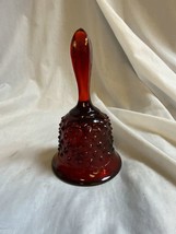 Vintage Fenton Hobnail Dinner Hand Bell with Clapper Ruby Red Art Glass 5 3/4 H - £11.14 GBP