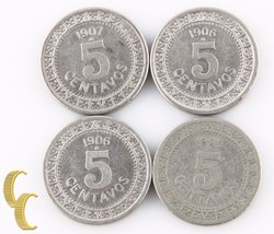 1905 1906 1907 Mexico 5 Centavos Lot ( Vf-Au , 4 Pièces) 5c Cinq Nickel KM-421 - £64.88 GBP