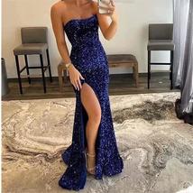 Strapless Side Seam High Slit sexy Sequin Shining Exquisite Evening Dresses - £100.65 GBP