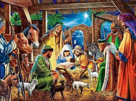 away in a manger nativity ceramic tile mural backsplash medallion - £69.65 GBP+