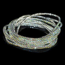 10pcs Fashion Colorful Rhinestone Stretch Bracelets Femme Elastic Crystal Bracel - £11.15 GBP