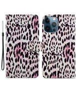 Leopard Print Leather Case for iPhone 15 Pro Max, Colored Drawing - £17.66 GBP