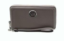 Wallet Michael Kors  Fulton Large Flat Leather Phone Case Wristlet Gray/... - $1,219.72 MXN