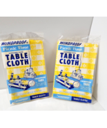 Yellow &amp; White 2 Sealed Paper Table Cloths Gingham Check Vtg Covers Picn... - $26.23