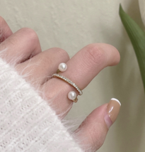 Korean version of personality spiral ring sweet fairy temperament pearl ... - £15.50 GBP