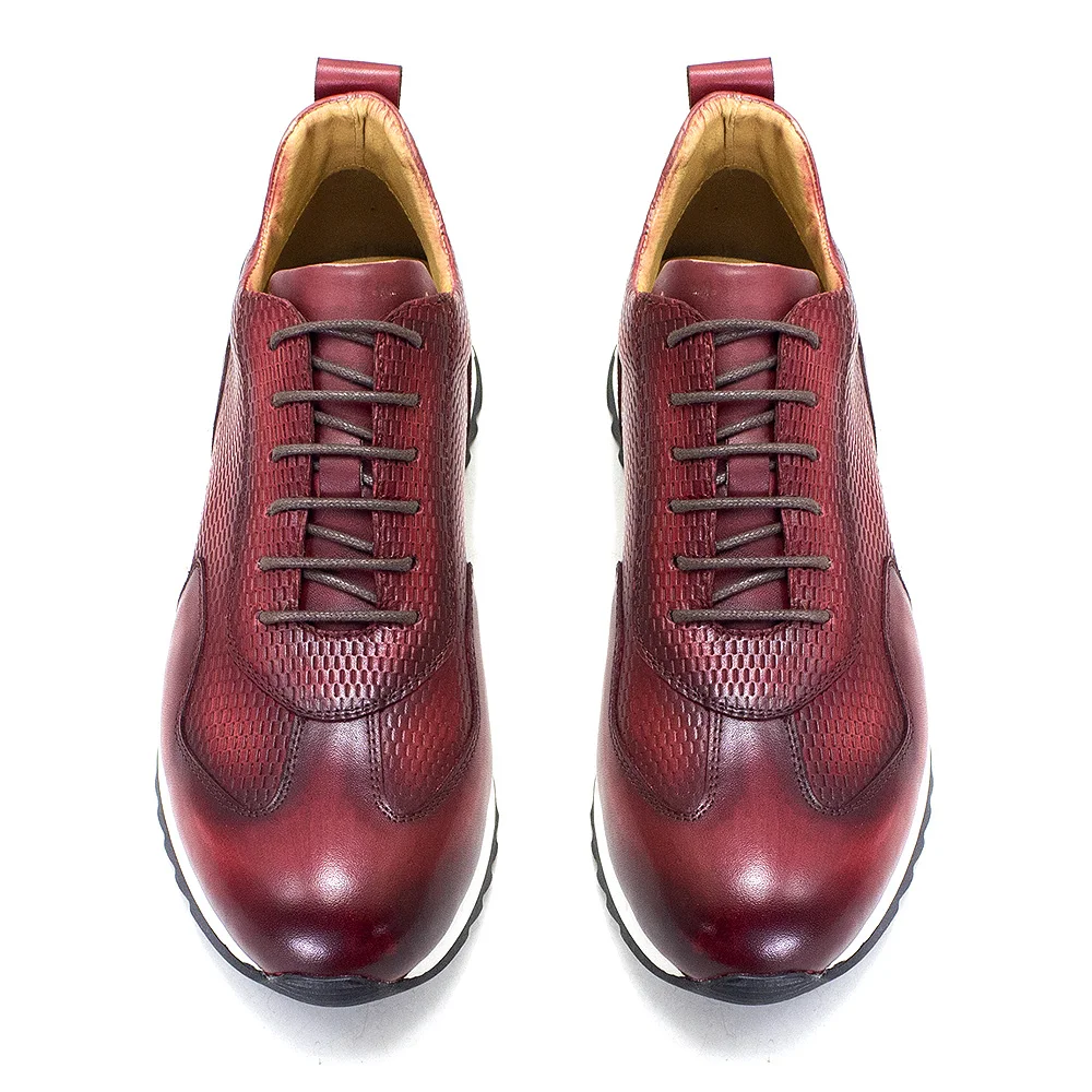 Men&#39;s Classic Sneakers Handmade Real Cow Leather Male Oxfords Comfortable Lace-U - £95.30 GBP