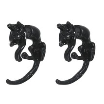 DoreenBeads 3D Double Sided Ear Studs Earrings Silver Color Black Cat Animal Pun - £6.50 GBP