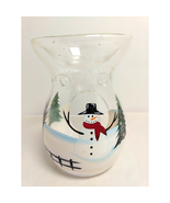 Snowman Glass Candle Holder Holiday Magic &amp; Winter Pine Yankee Candle Tarts - $19.00 CAD