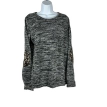 PinkBlush Women&#39;s Black Long Sleeved Round Neck Sequin Elbow Sweater Size L - £18.39 GBP