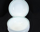 Corelle Rosemarie Soup Cereal Bowls 6.25&quot; Lot of 8 Green Teal Bands - £18.95 GBP