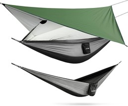 G4Free Camping Hammock With Net And Rain Fly, 2 Person Lightweight Portable - £52.55 GBP