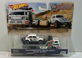 Hot Wheels Premium Volkswagen Baja Bug with Wide Open Team Transport #23... - £17.75 GBP