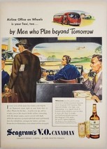 1946 Print Ad Seagram&#39;s V.O. Canadian Whiskey Bus Driver &amp; Passengers at Airport - £14.05 GBP