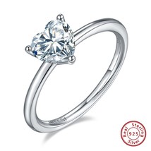 1ct Center Heart Cut D-E Color Moissanite Engagement Ring 925 Sterling Silver Mo - £56.71 GBP