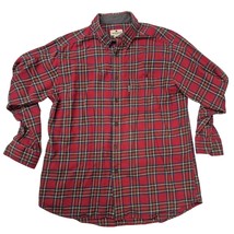Vtg Woolrich Red Plaid 100% Cotton Flannel Lined Collar Sz L Mens  - $24.75
