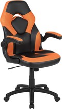 Adjustable Swivel Chair With Flip-Up Arms, Orange/Black Leathersoft Flash - £134.72 GBP