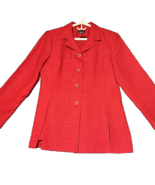 Leslie Fay Blazer Red Womens Size 12 Suit Jacket Work Shoulder Pads Vint... - $23.38